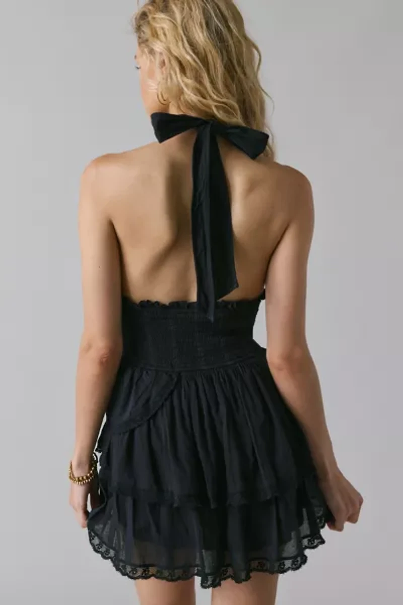 LoveShackFancy Deanna Heritage Halter Mini Dress