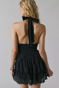 LoveShackFancy Deanna Heritage Halter Mini Dress