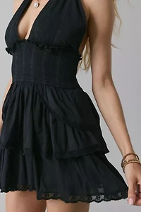 LoveShackFancy Deanna Heritage Halter Mini Dress