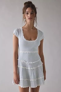 LoveShackFancy Elisavette Striped Stretch Knit Mini Dress