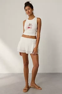 LoveShackFancy Kaleen Cherry Rhinestone Graphic Cropped Tank Top