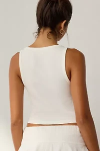 LoveShackFancy Kaleen Cherry Rhinestone Graphic Cropped Tank Top