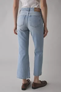 LoveShackFancy Sami Cherry Embroidered Mid-Rise Straight Jean