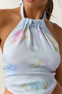 LoveShackFancy Hollison Watercolor Floral Printed Scarf Top