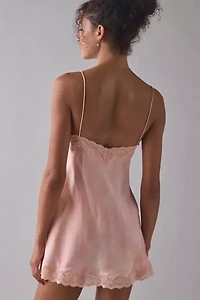 LoveShackFancy Nivola Lace Trim Slip Mini Dress