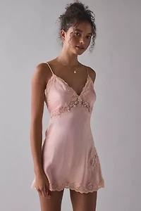 LoveShackFancy Nivola Lace Trim Slip Mini Dress