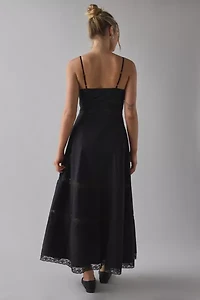 LoveShackFancy Catryn Lace Bow Cotton Midi Dress