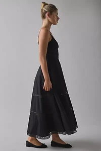 LoveShackFancy Catryn Lace Bow Cotton Midi Dress