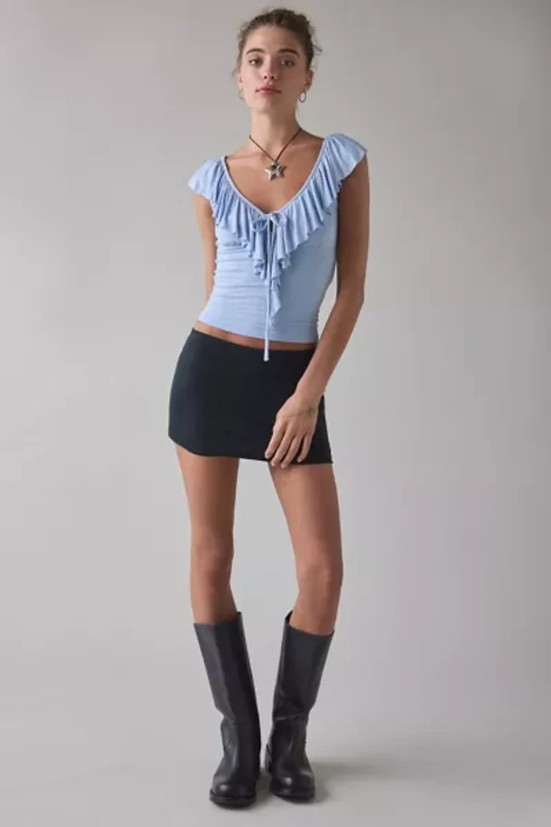 Kimchi Blue Jada Ruffle Scoop Neck Jersey Knit Top