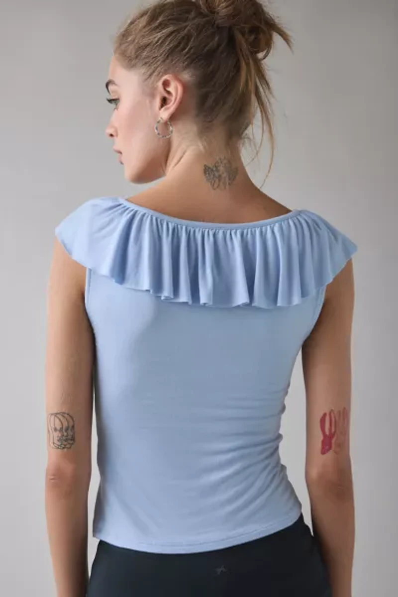 Kimchi Blue Jada Ruffle Scoop Neck Jersey Knit Top