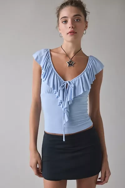 Kimchi Blue Jada Ruffle Scoop Neck Jersey Knit Top