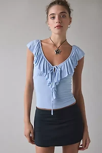 Kimchi Blue Jada Ruffle Scoop Neck Jersey Knit Top