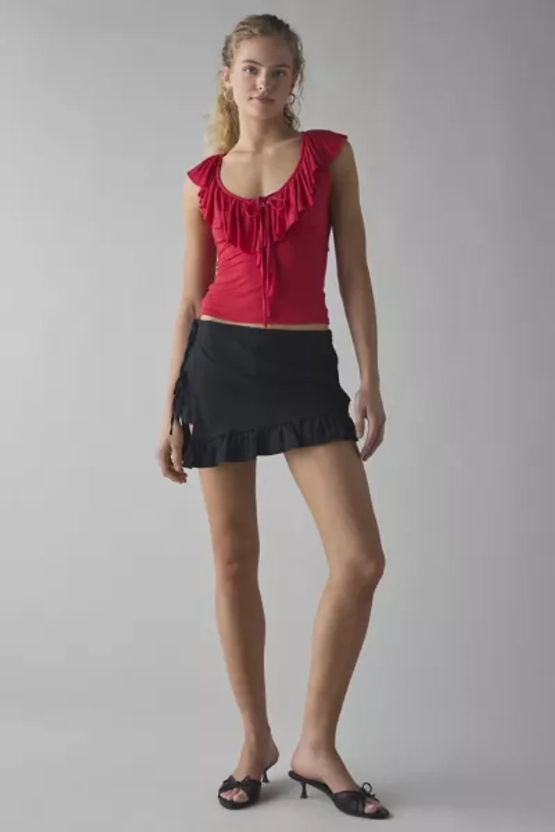 Kimchi Blue Jada Ruffle Scoop Neck Jersey Knit Top