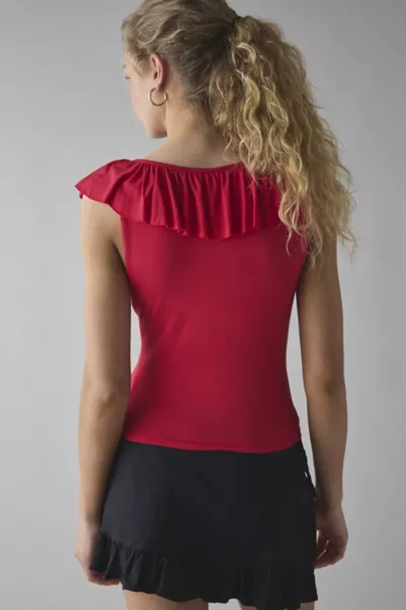 Kimchi Blue Jada Ruffle Scoop Neck Jersey Knit Top