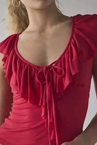 Kimchi Blue Jada Ruffle Scoop Neck Jersey Knit Top