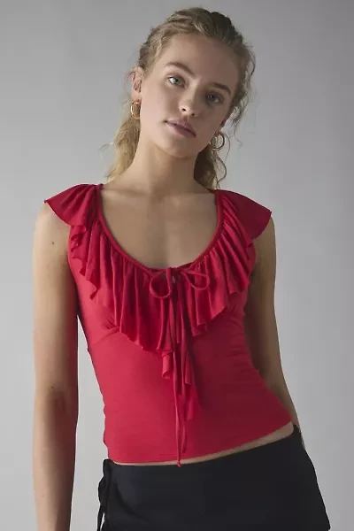 Kimchi Blue Jada Ruffle Scoop Neck Jersey Knit Top