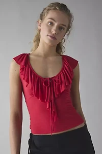 Kimchi Blue Jada Ruffle Scoop Neck Jersey Knit Top