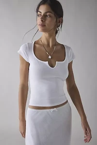 Out From Under Notch-Front Cotton Compression Baby Tee