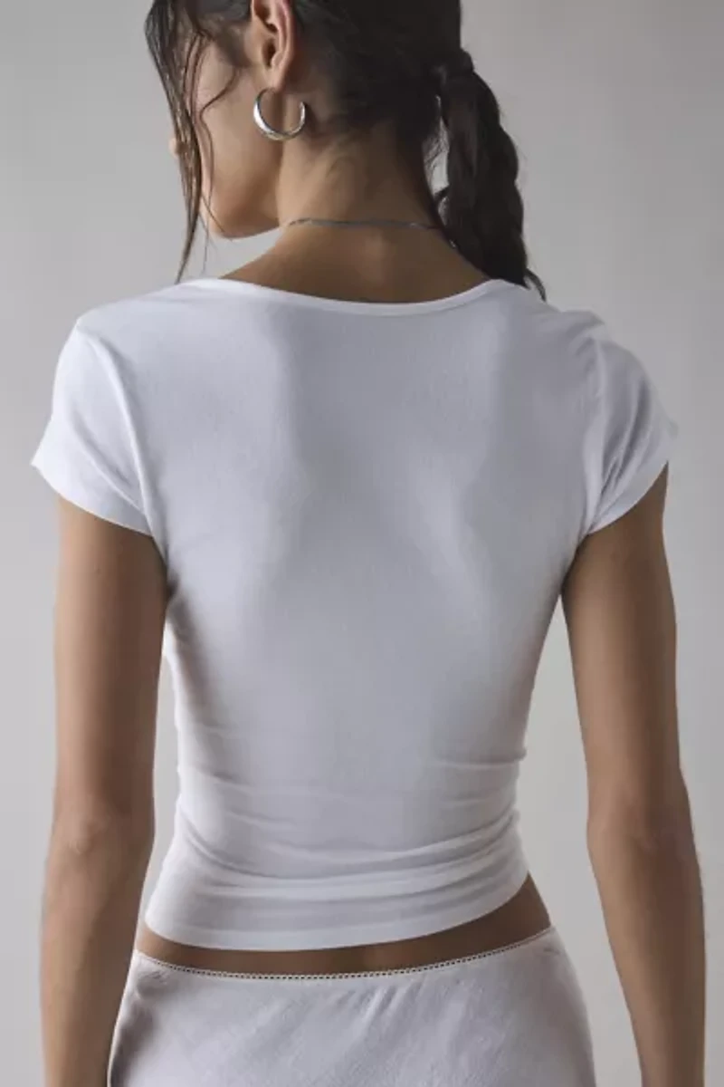 Out From Under Notch-Front Cotton Compression Baby Tee