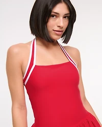 YPB motionTEK Halter Bubble Hem Mini Dress