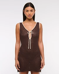 Crochet-Style Mini Dress Coverup
