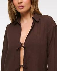 Tie-Front Shirt Dress Coverup