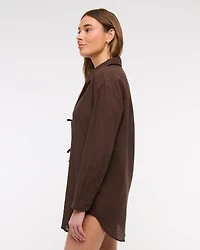 Tie-Front Shirt Dress Coverup