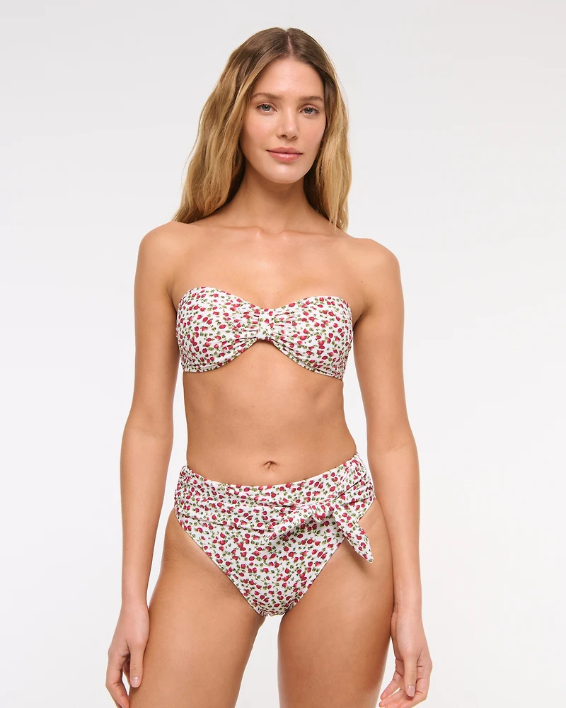Tie-Front High-Waist Moderate Bottom