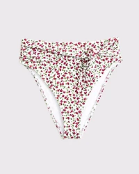 Tie-Front High-Waist Moderate Bottom