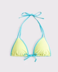Contrast Tie-Front Triangle Bikini Top