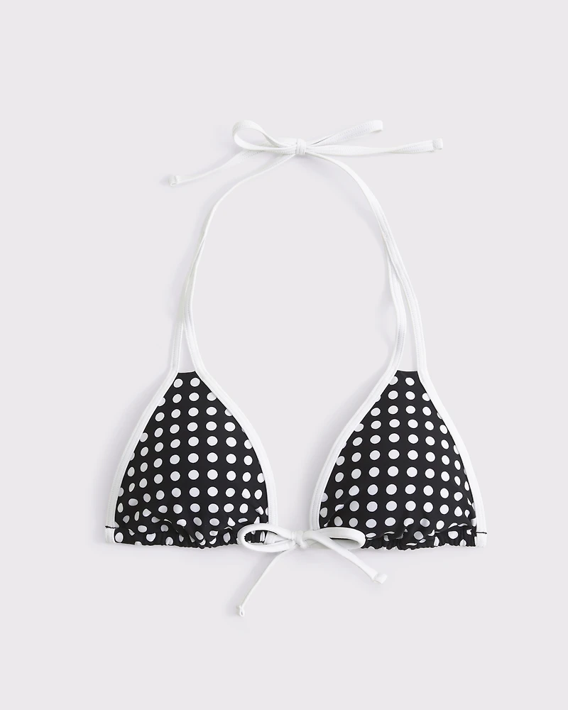 Contrast Tie-Front Triangle Bikini Top