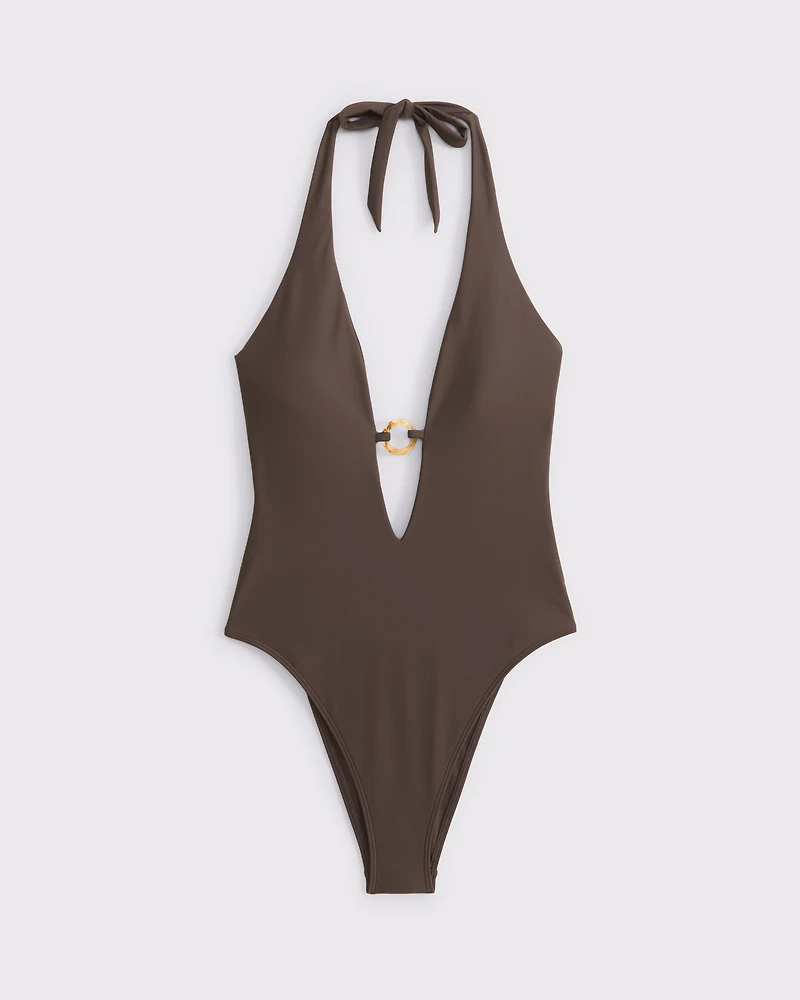 Hardware Plunge One-Piece Swimsuit
