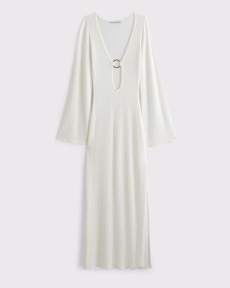 Crochet-Style Hardware Maxi Dress Coverup