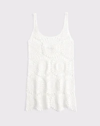 Crochet-Style Scoopneck Mini Dress Coverup