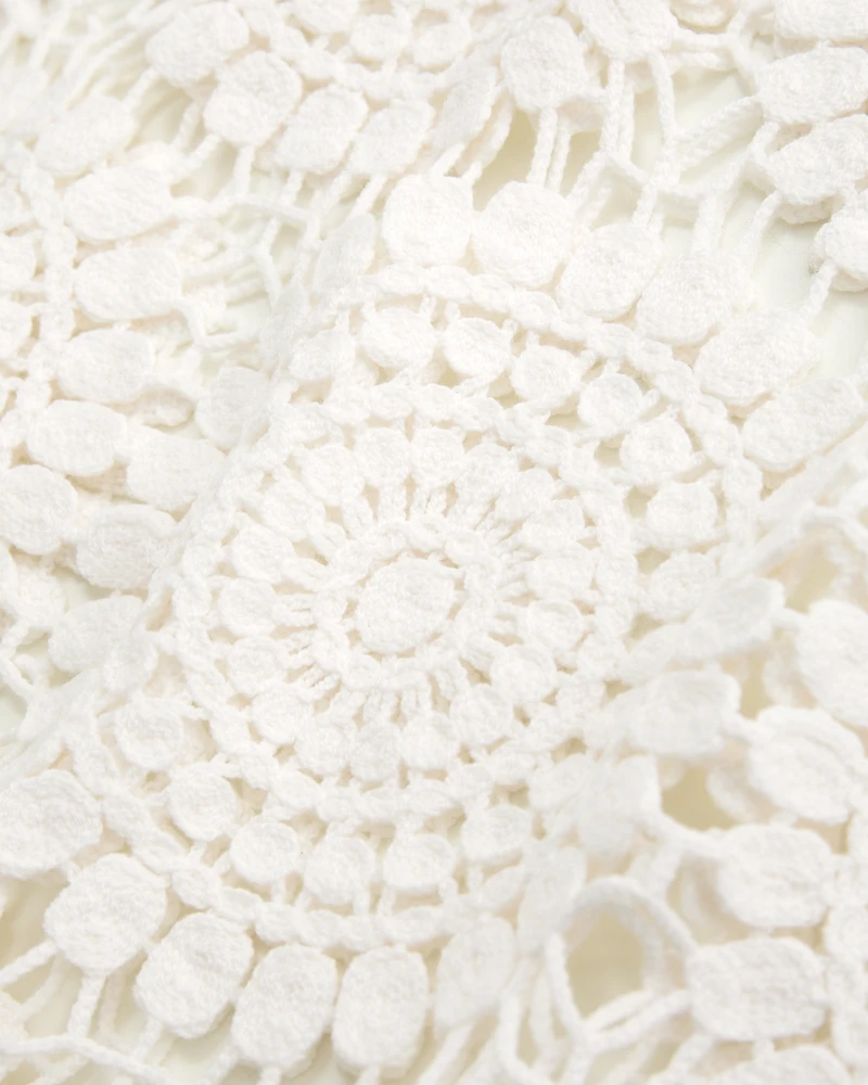 Crochet-Style Scoopneck Mini Dress Coverup