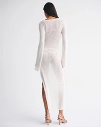 Crochet-Style Plunge Maxi Dress Coverup