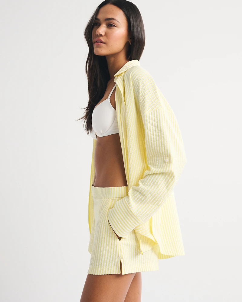 Seersucker Swim Short Coverup