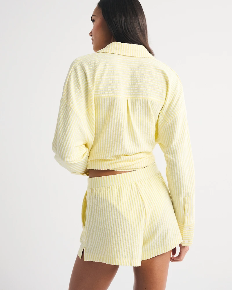 Seersucker Swim Short Coverup