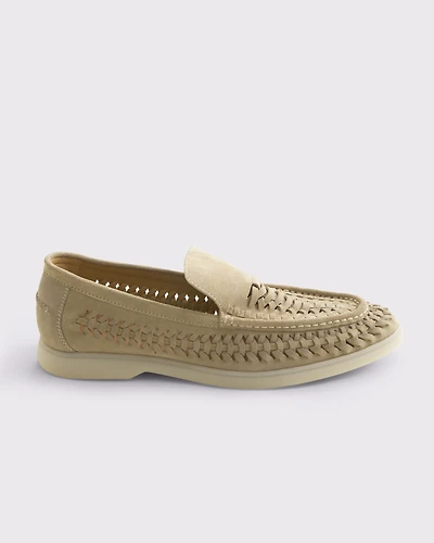 Woven Suede Loafers