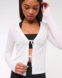 YPB Active Featherweight Tie-Front Cardigan