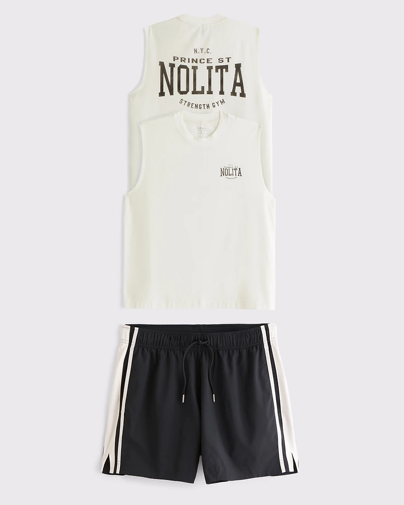 YPB Active Cotton-Blend Muscle Tank & motionTEK Retro Short Set