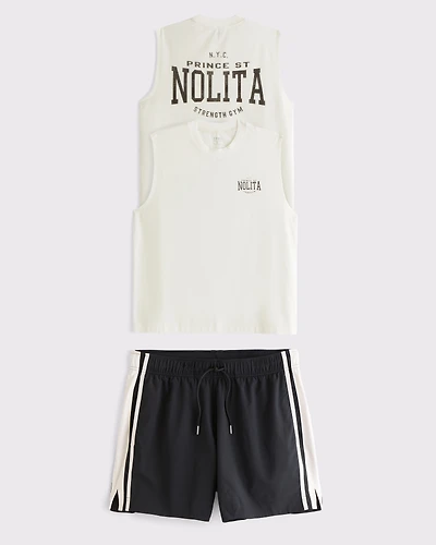 YPB Active Cotton-Blend Muscle Tank & motionTEK Retro Short Set