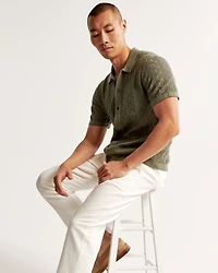 Stitch Button-Through Sweater Polo