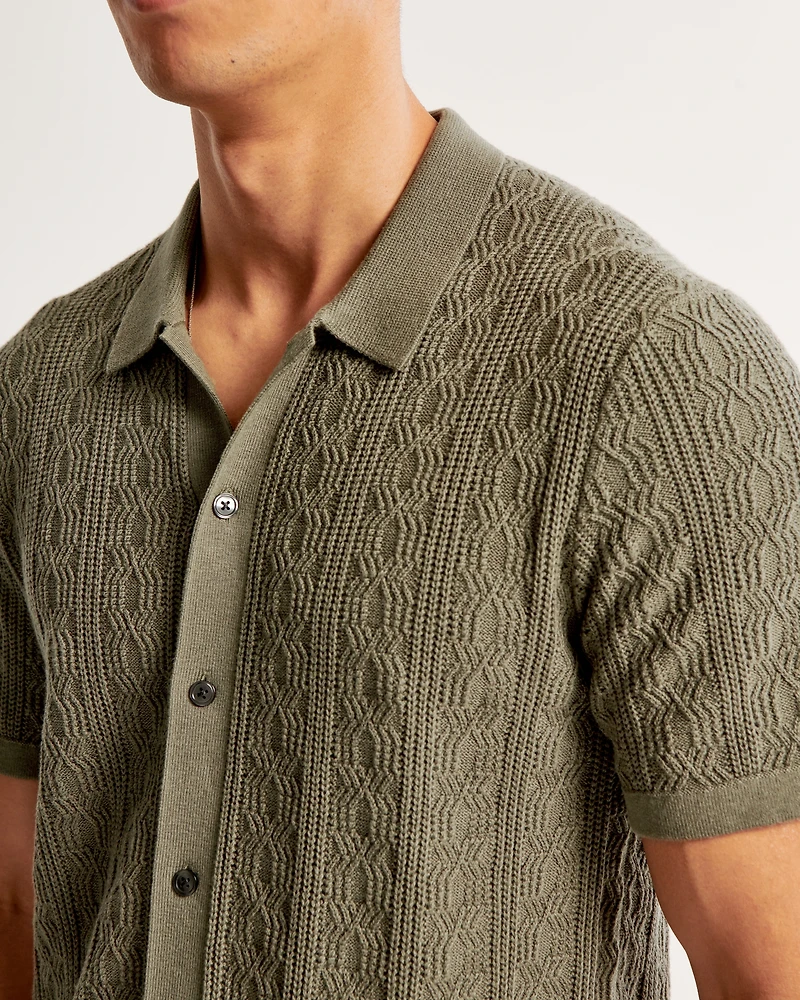 Stitch Button-Through Sweater Polo