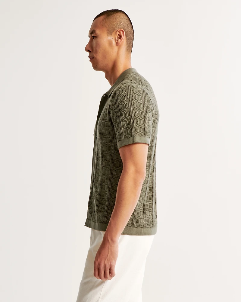 Stitch Button-Through Sweater Polo