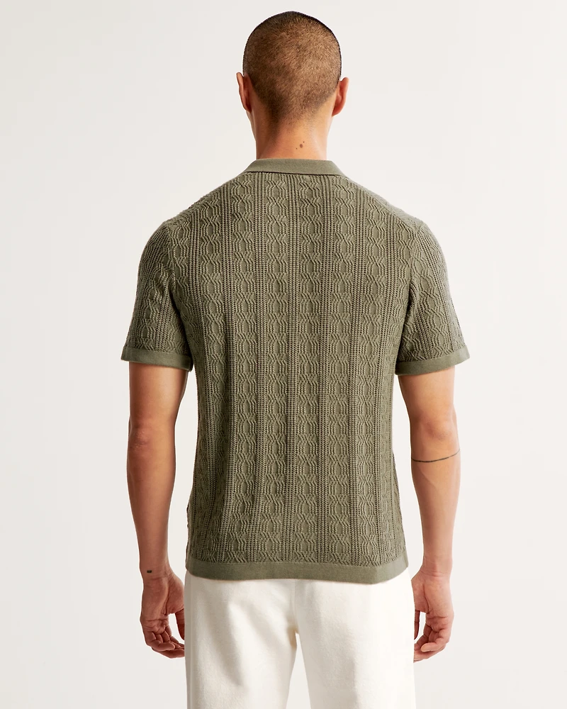 Stitch Button-Through Sweater Polo