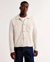 Stitched Sweater Shirt Jacket
