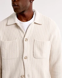 Cropped Stitched Sweater Shirt Jacket