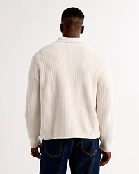Cropped Stitched Sweater Shirt Jacket