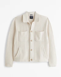 Stitched Sweater Shirt Jacket
